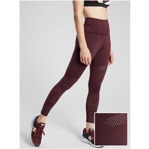 Athleta Leggings Womens Small Red Persistence Laser Cut Camo 7/8 Athletic Gym